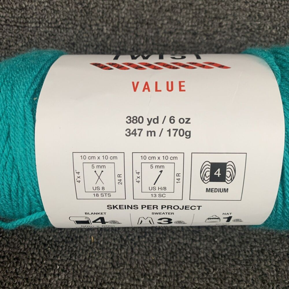 Big Twist Value Teal Acrylic Yarn 380yds 6oz. Discontinued - Picture 3 of 5